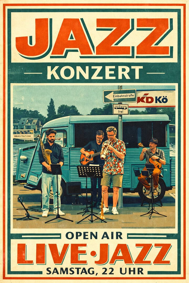 Das Jazzquartett, das so oft schon mit der Oldtimerbühne von Stegreif & Ohrenschmaus in Bad Honnef und Königswinter zu sehen war, spielt am Sonntag den 5.7.2026 Ab 14 Uhr auf der Rheinfähre Königswinter. Jazz und Bossa Nova mit so viel Spielfreude und Leidenschaft.