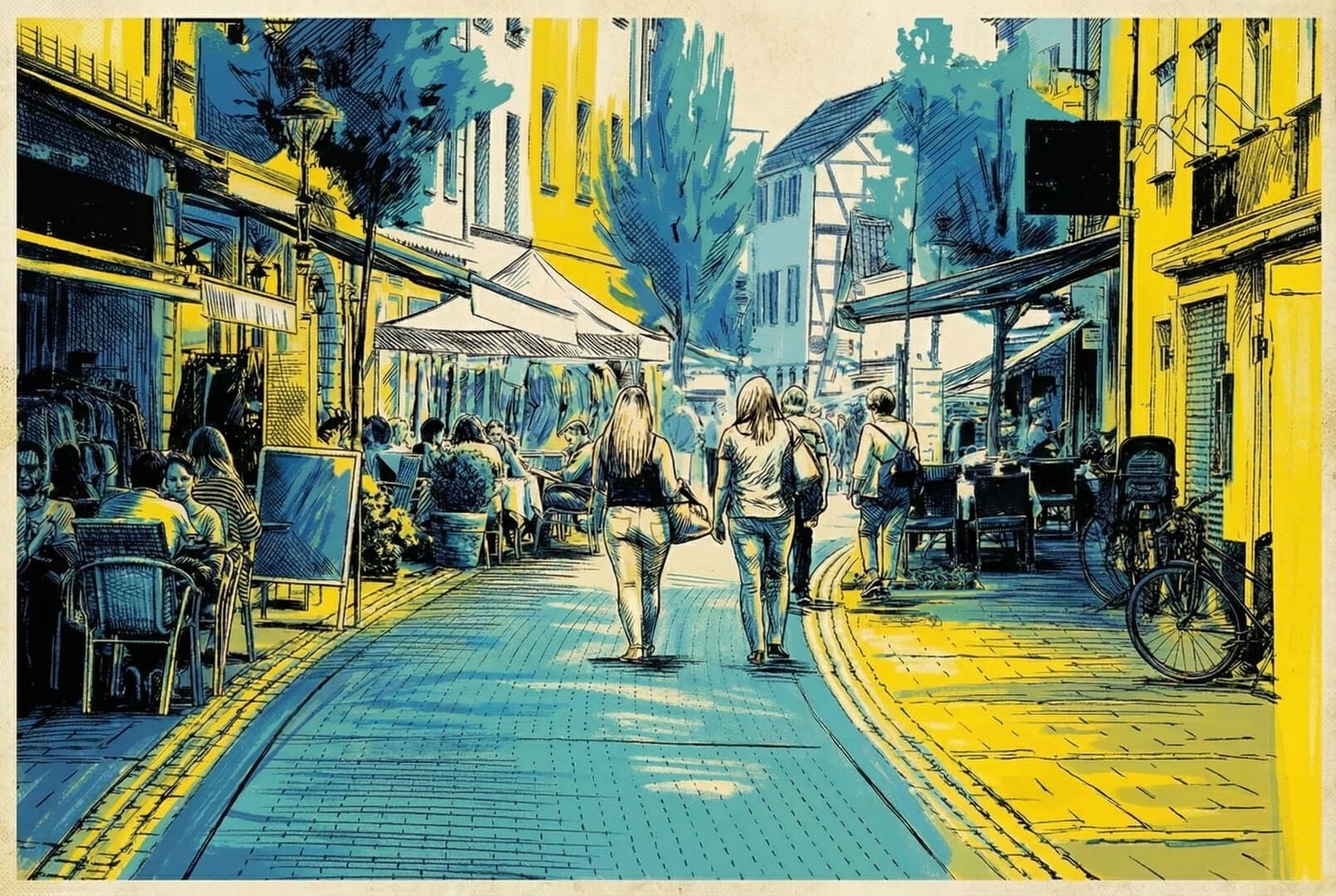 Fu&szlig;g&auml;ngerzone K&ouml;nigswinter in illustrativer Gestaltung
